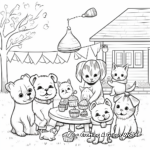 Simple Pet Party Coloring Pages for Children 2