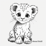 Simple Snow Leopard Cub Coloring Pages For Children 1