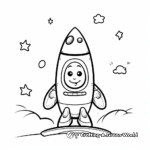 Simple Space-Themed Coloring Pages: Rockets and Aliens 1