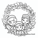 Simple Thanksgiving Wreath Coloring Pages for Children 1