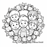 Simple Thanksgiving Wreath Coloring Pages for Children 2