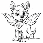 Simple Wolf Pup with Wings Coloring Pages for Children 1