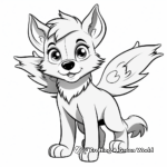 Simple Wolf Pup with Wings Coloring Pages for Children 3