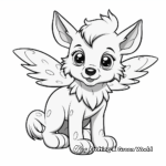 Simple Wolf Pup with Wings Coloring Pages for Children 4