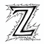Simple Zig-Zag Letter Z Coloring Pages 2