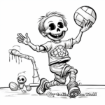 Skeleton Playing Sports: Cool Action-Scene Coloring Pages 1