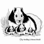 Skunk Family Coloring Pages: Mother and Babies 1