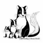 Skunk Family Coloring Pages: Mother and Babies 3