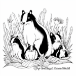 Skunk Family Coloring Pages: Mother and Babies 4