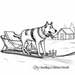Sled Dog at Work: Pulling Sledge Coloring Pages 1