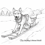 Sled Dog at Work: Pulling Sledge Coloring Pages 3