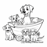 Sled Dog Family Coloring Pages: Parents and Puppies 1