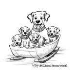 Sled Dog Family Coloring Pages: Parents and Puppies 2