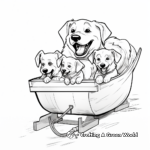 Sled Dog Family Coloring Pages: Parents and Puppies 4