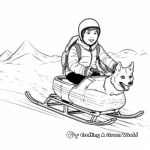 Sledding Race With Siberian Huskies Coloring Pages 1