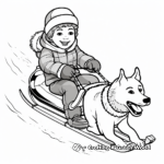 Sledding Race With Siberian Huskies Coloring Pages 4