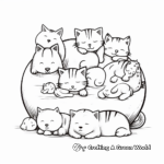 Sleeping Cats and Dogs Coloring Pages 4