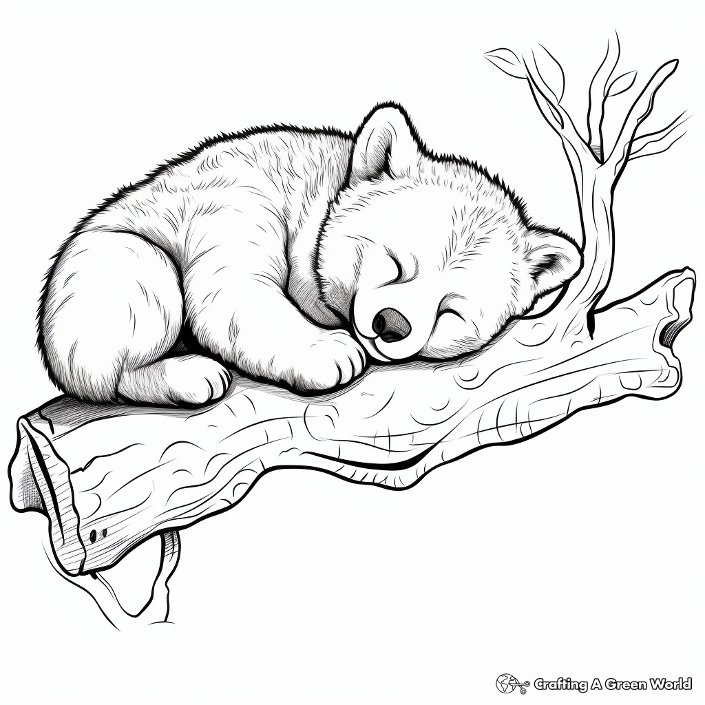 Sleeping Red Panda Coloring Pages 1