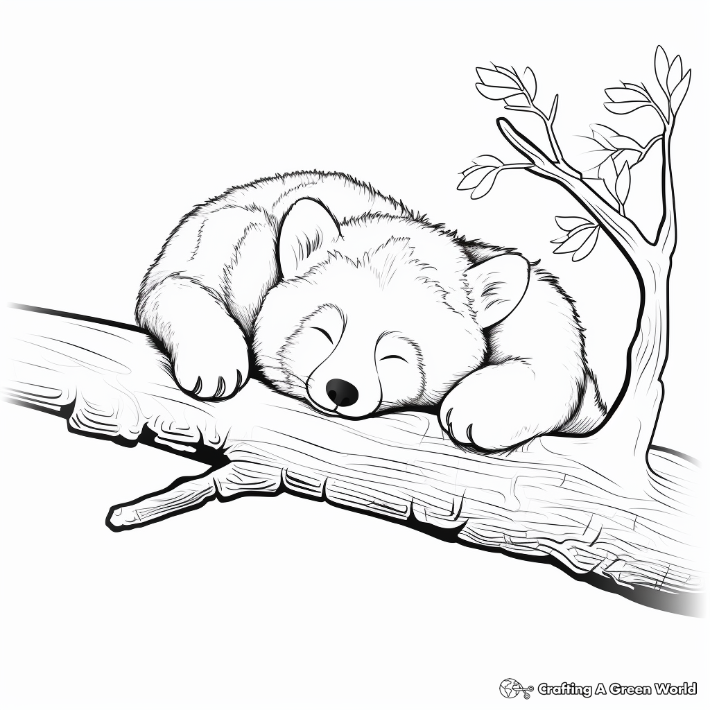 Sleeping Red Panda Coloring Pages 3
