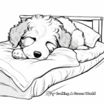 Sleepy Bernedoodle in Bed Coloring Sheets 1