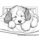 Sleepy Bernedoodle in Bed Coloring Sheets 2