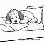 Sleepy Bernedoodle in Bed Coloring Sheets 3