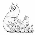 Snail Family Coloring Pages: Male, Female and Babies 1