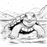 Snapping Turtle in Action: Swimming Scene Coloring Pages 2