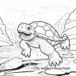 Snapping Turtle in Action: Swimming Scene Coloring Pages 3