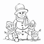Snow Family: Snowman, Snow Woman and Snow Kids Coloring Pages 3