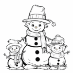 Snow Family: Snowman, Snow Woman and Snow Kids Coloring Pages 4