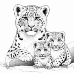 Snow Leopard Family Coloring Pages: Male, Female, and Cubs 1