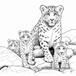 Snow Leopard Family Coloring Pages: Male, Female, and Cubs 3