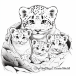 Snow Leopard Family Coloring Pages: Male, Female, and Cubs 4