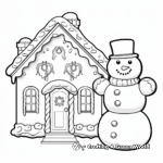 Snowman and Gingerbread House Coloring Pages 1