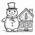Snowman and Gingerbread House Coloring Pages 3