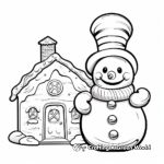 Snowman and Gingerbread House Coloring Pages 4
