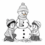 Snowman Playing with Kids Coloring Pages 1