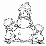 Snowman Playing with Kids Coloring Pages 3