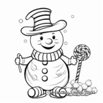 Snowman with Candy Cane Coloring Sheets 4