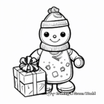 Snowman with Gift Box Coloring Pages for Holidays 1
