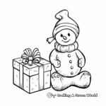 Snowman with Gift Box Coloring Pages for Holidays 2