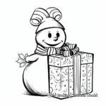 Snowman with Gift Box Coloring Pages for Holidays 3