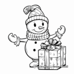 Snowman with Gift Box Coloring Pages for Holidays 4