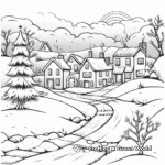 Snowy Christmas Landscape Adult Coloring Pages 3
