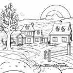 Snowy Christmas Landscape Adult Coloring Pages 4