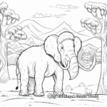 Snowy Scene Woolly Mammoth Coloring Pages 1