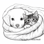 Snuggled Up: Cozy Puppy and Kitten Coloring Pages 1