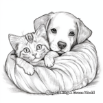 Snuggled Up: Cozy Puppy and Kitten Coloring Pages 2