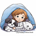Snuggled Up: Cozy Puppy and Kitten Coloring Pages 3
